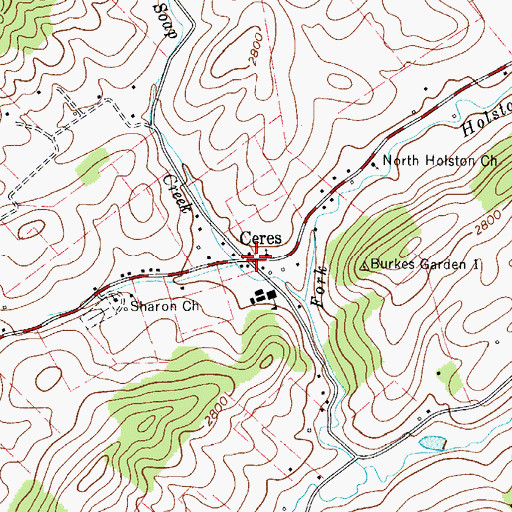 Topographic Map of Ceres, VA