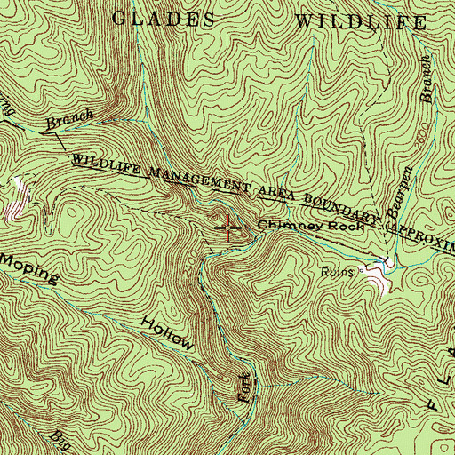 Topographic Map of Chimney Rock, VA