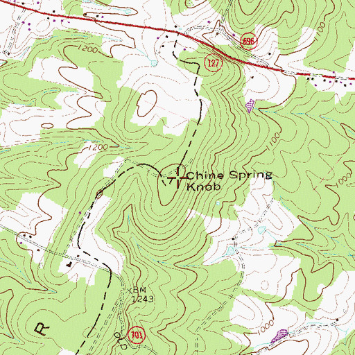 Topographic Map of Chine Spring Knob, VA