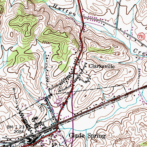 Topographic Map of Clarksville, VA
