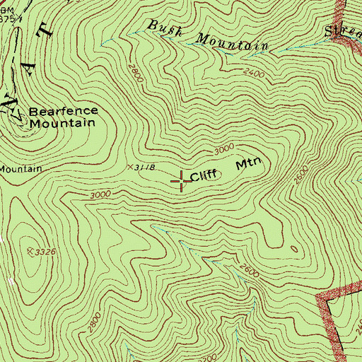 Topographic Map of Cliff Mountain, VA