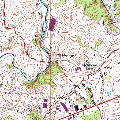 Topographic Map of Cliffview, VA