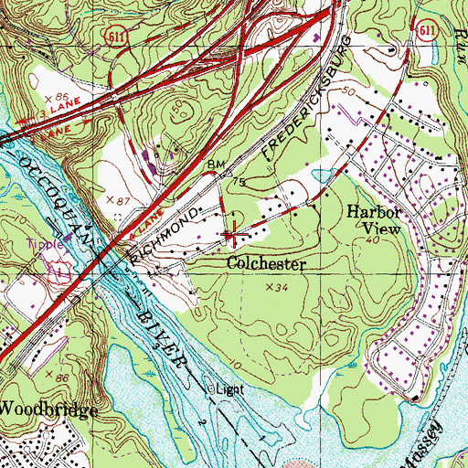 Topographic Map of Colchester, VA