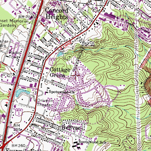Topographic Map of Cottage Green, VA