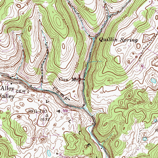 Topographic Map of Cox Mill, VA