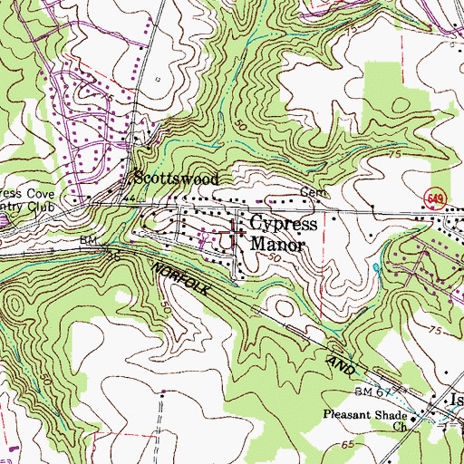 Topographic Map of Cypress Manor, VA