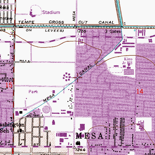 Topographic Map of Porter Park, AZ