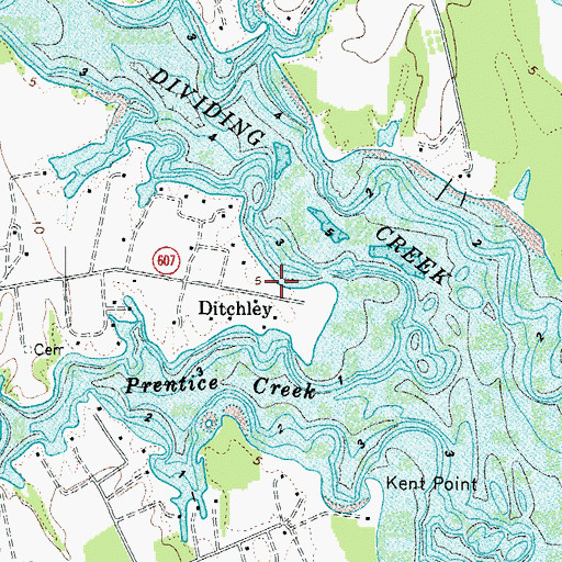 Topographic Map of Ditchley, VA