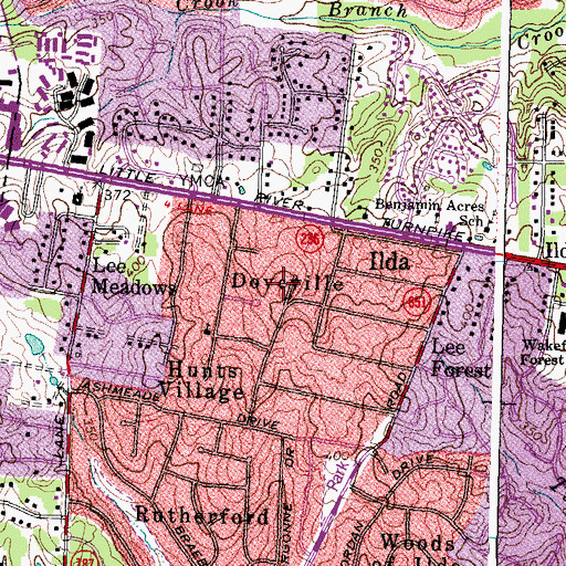 Topographic Map of Doveville, VA