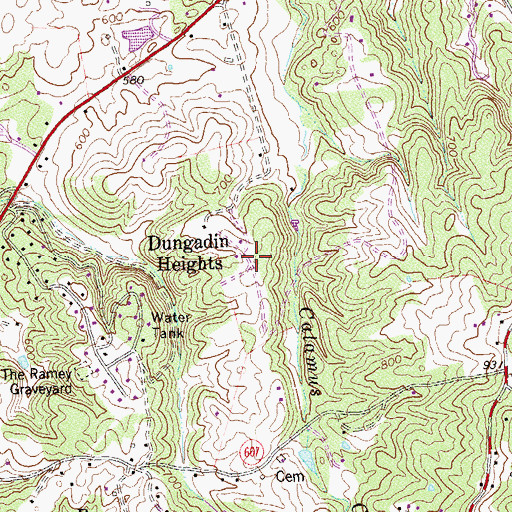 Topographic Map of Dungadin Heights, VA