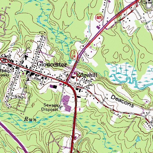 Topographic Map of Edgehill, VA