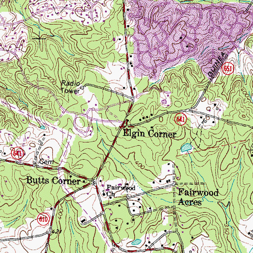 Topographic Map of Elgin Corner, VA