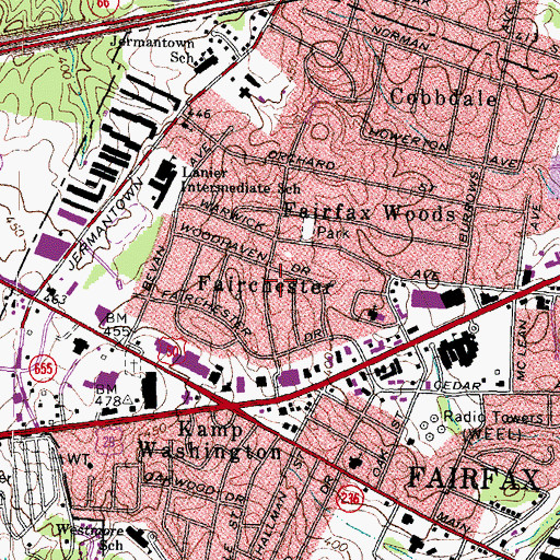 Topographic Map of Fairchester, VA