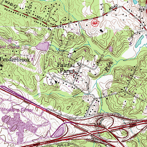 Topographic Map of Fairfax Farms, VA