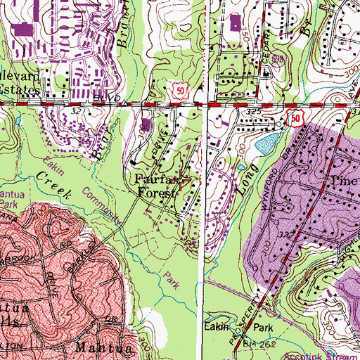 Topographic Map of Fairfax Forest, VA