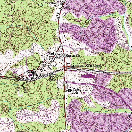 Topographic Map of Fairfax Station, VA
