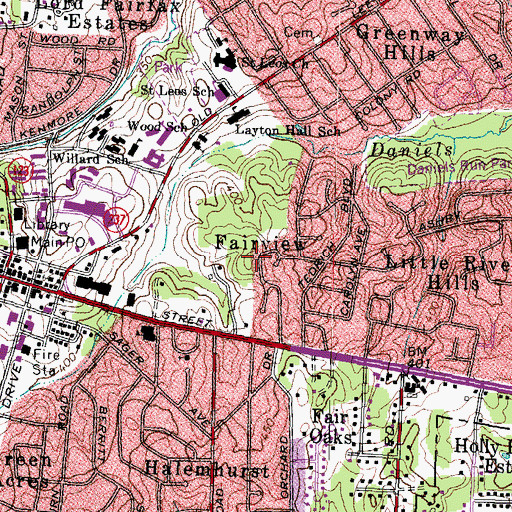 Topographic Map of Fairview, VA