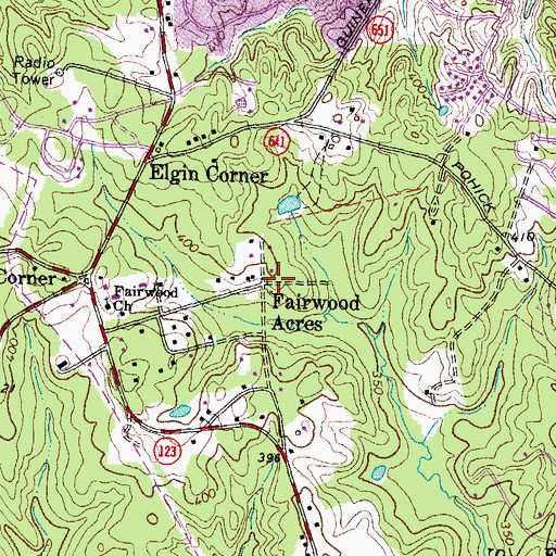 Topographic Map of Fairwood Acres, VA