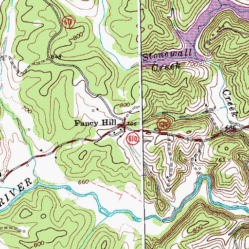 Topographic Map of Fancy Hill, VA