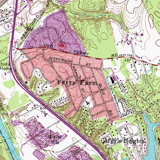 Topographic Map of Ferry Farm, VA