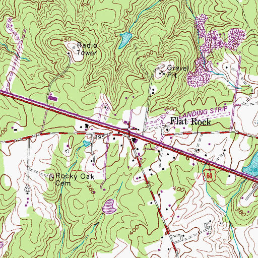 Topographic Map of Flat Rock, VA
