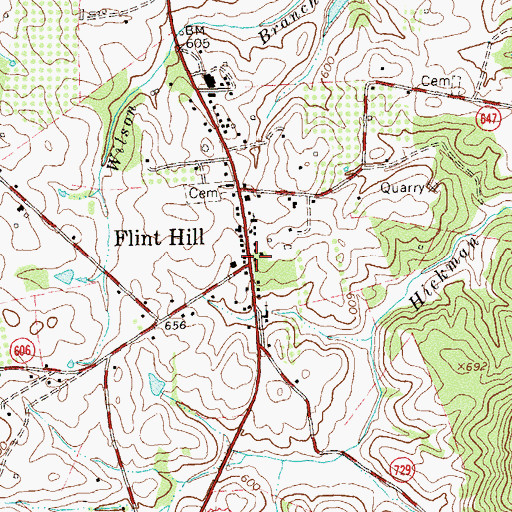 Topographic Map of Flint Hill, VA