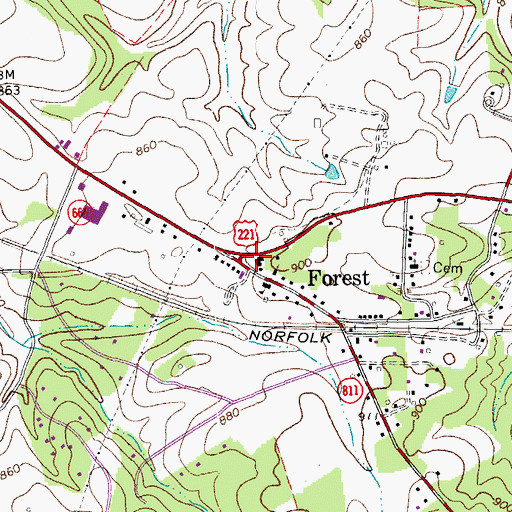 Topographic Map of Forest, VA