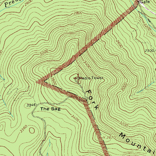 Topographic Map of Fork Mountain, VA