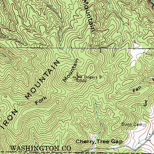 Topographic Map of Fork Mountain, VA