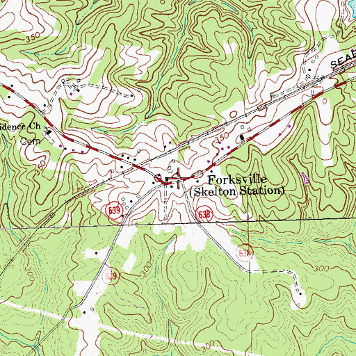 Topographic Map of Forksville, VA