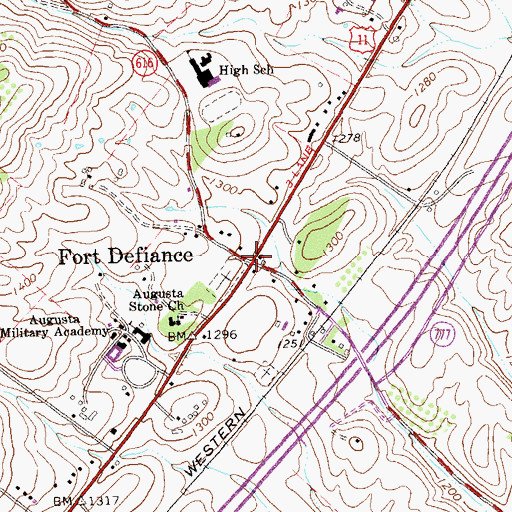 Topographic Map of Fort Defiance, VA