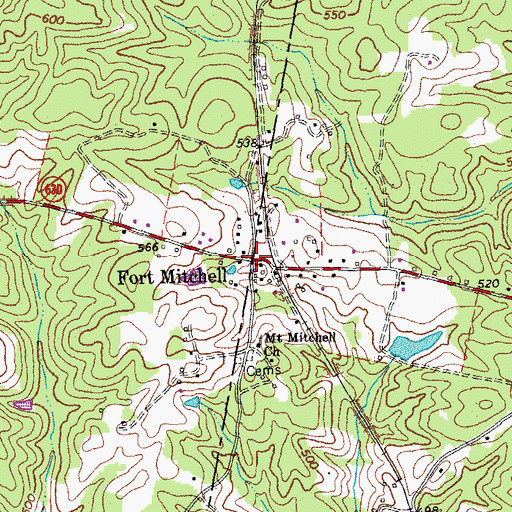 Topographic Map of Fort Mitchell, VA