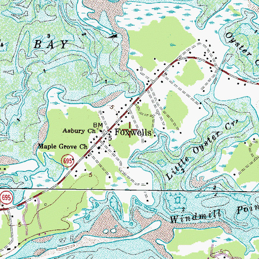 Topographic Map of Foxwells, VA