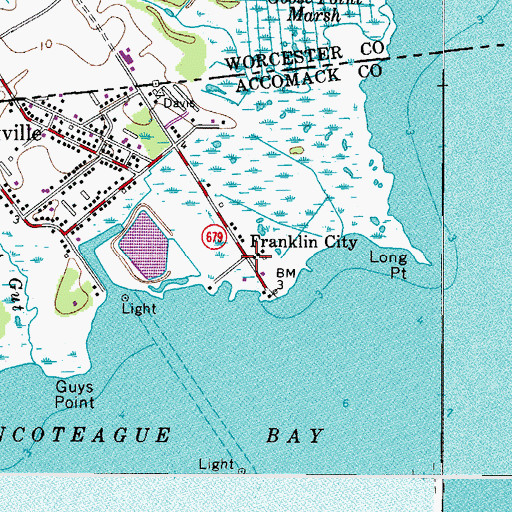 Topographic Map of Franklin City, VA