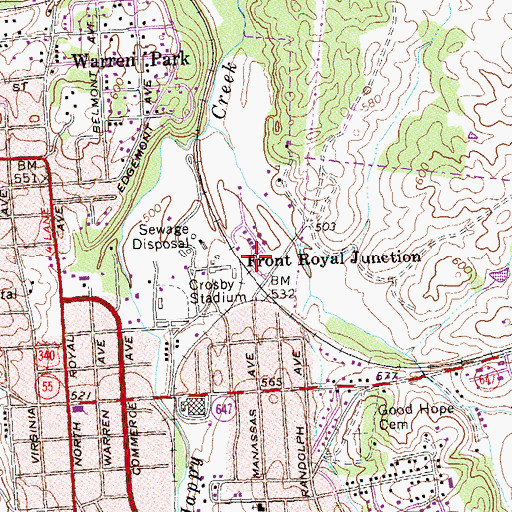 Topographic Map of Front Royal Junction, VA
