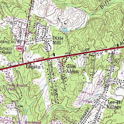 Topographic Map of Glen Alden, VA