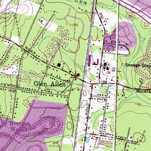 Topographic Map of Glen Allen, VA