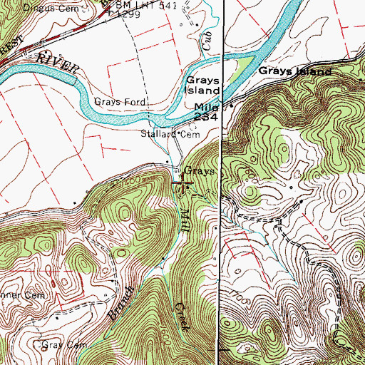 Topographic Map of Grays, VA