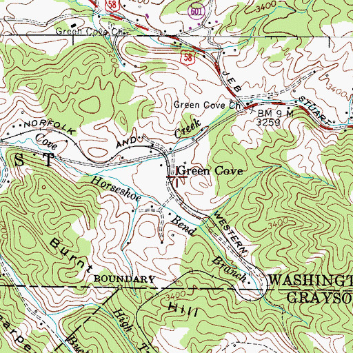 Topographic Map of Green Cove, VA