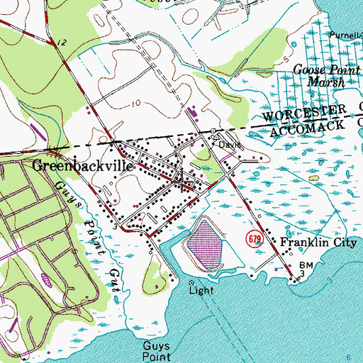 Topographic Map of Greenbackville, VA