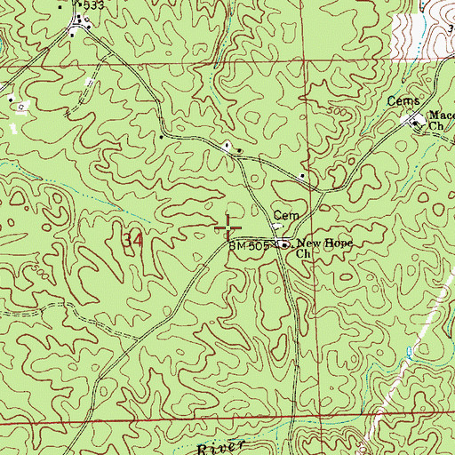 Topographic Map of Mount Bethel Youth Camp, AL