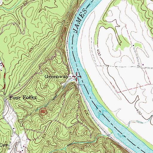 Topographic Map of Greenway, VA