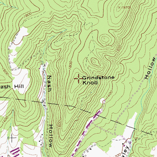 Topographic Map of Grindstone Knob, VA