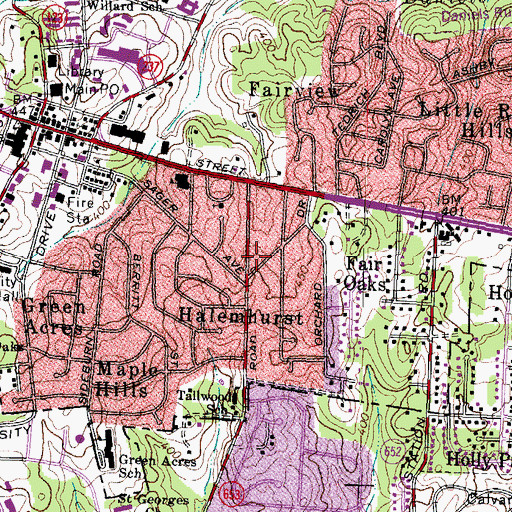 Topographic Map of Halemhurst, VA