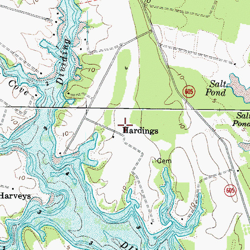 Topographic Map of Hardings, VA