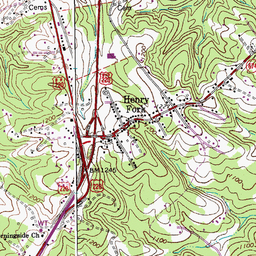 Topographic Map of Henry Fork, VA