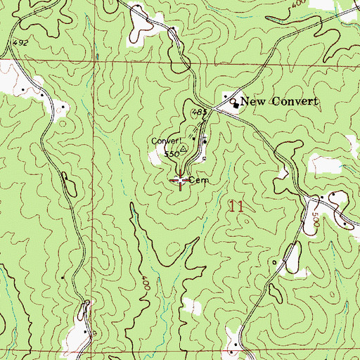 Topographic Map of New Convert Cemetery, AL