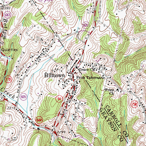 Topographic Map of Hilltown, VA