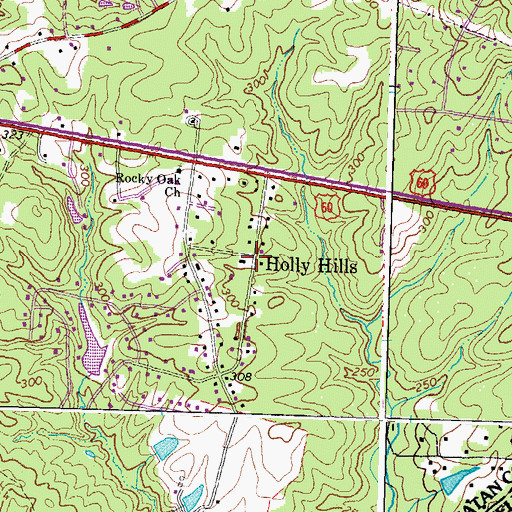 Topographic Map of Holly Hills, VA