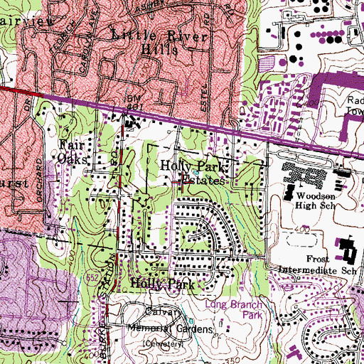 Topographic Map of Holly Park Estates, VA